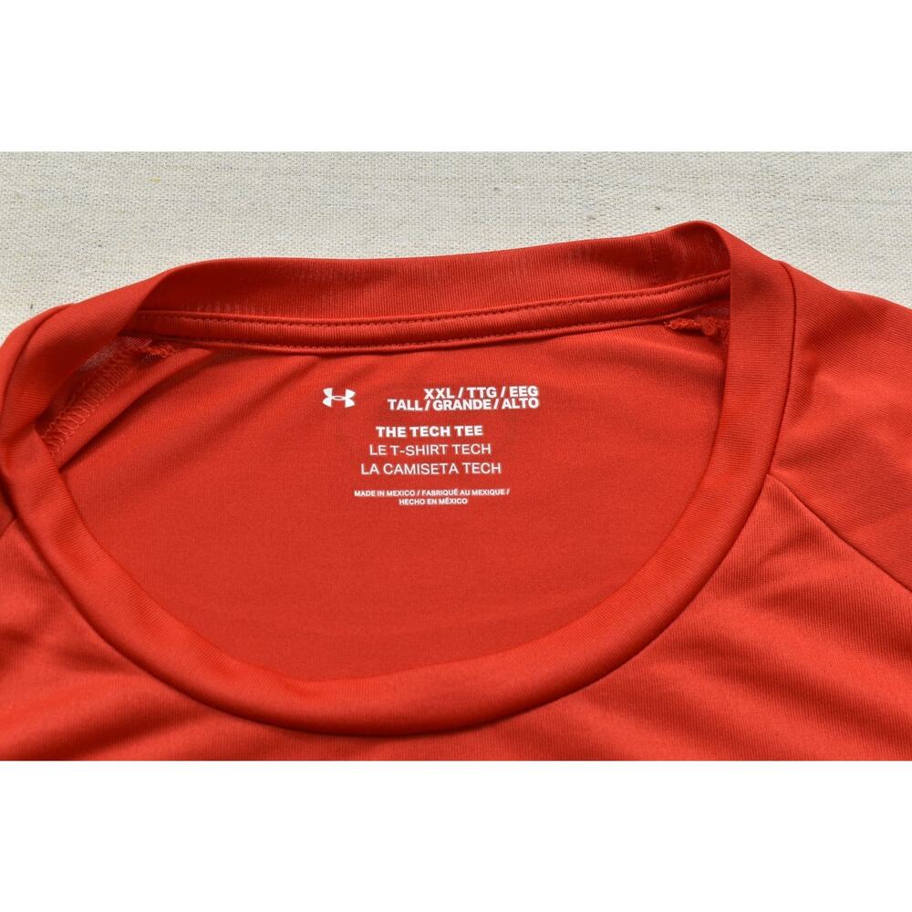 Under Armour Men's Red The Tech Tee Regular Size XXL Stretch Work - Picture 7 of 8